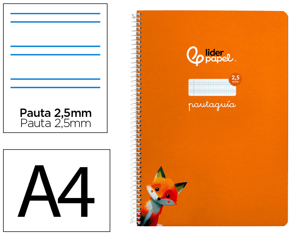CUADERNO ESPIRAL LIDERPAPEL A4 PAUTAGUIA TAPA BLANDA 80H 75GR CUADRO PAUTADO 2,5MM COLOR NARANJA