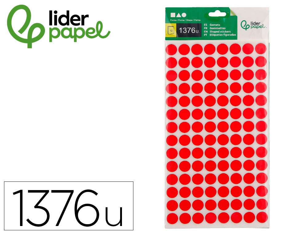 GOMETS LIDERPAPEL FIGURAS SURTIDAS BOLSA DE 12 HOJAS FIGURAS GEOMETRICAS PEQUEÑAS COLORES SURTIDOS
