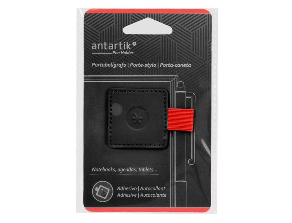 PORTABOLIGRAFO AUTOADHESIVO ANTARTIK PARA CUADERNO NOTE CON ELASTICO HASTA 15 MM GROSOR 1MM NEGRO Y ROJO