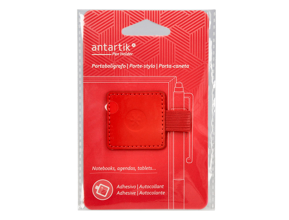 PORTABOLIGRAFO AUTOADHESIVO ANTARTIK PARA CUADERNO NOTE CON ELASTICO HASTA 15 MM GROSOR 1MM ROJO 40X40 MM
