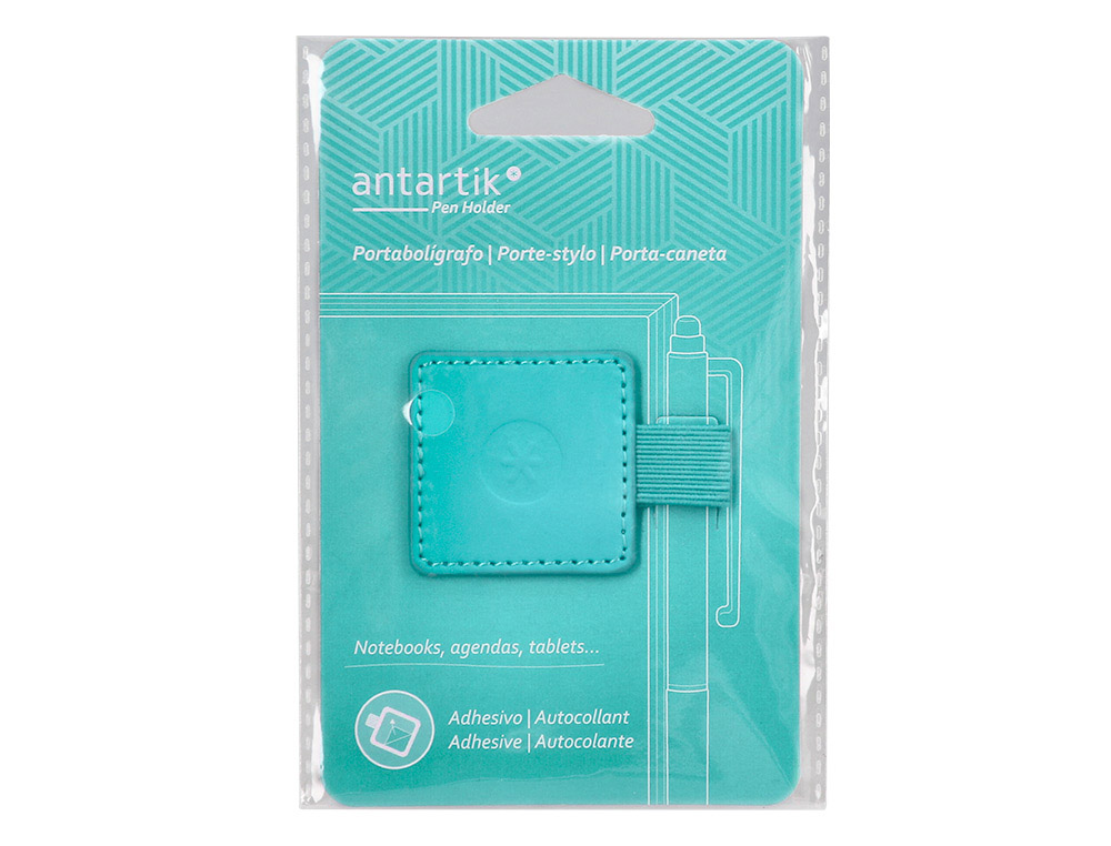 PORTABOLIGRAFO AUTOADHESIVO ANTARTIK PARA CUADERNO NOTE CON ELASTICO HASTA 15 MM GROSOR 1MM TURQUESA 40X40