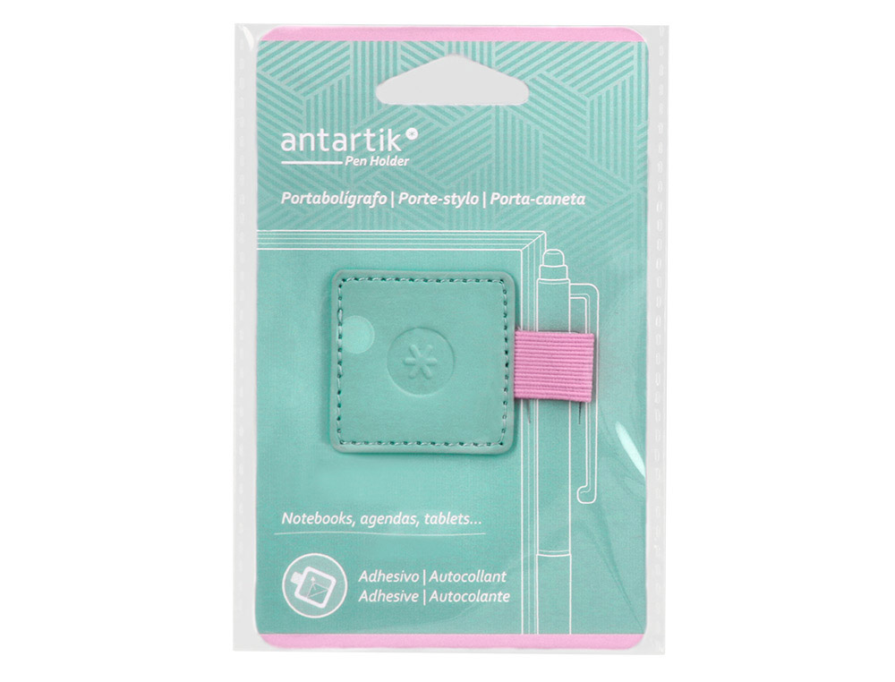 PORTABOLIGRAFO AUTOADHESIVO ANTARTIK PARA CUADERNO NOTE CON ELASTICO HASTA 15 MM GROSOR 1MM TURQUESA Y ROSA