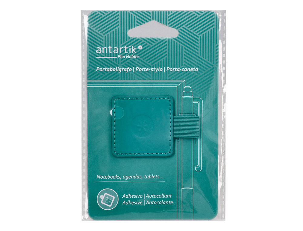 PORTABOLIGRAFO AUTOADHESIVO ANTARTIK PARA CUADERNO NOTE CON ELASTICO HASTA 15 MM GROSOR 1MM VERDE AGUAMARINA
