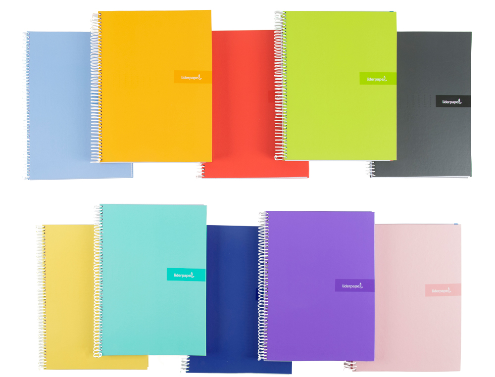 CUADERNO ESPIRAL LIDERPAPEL A5 CRAFTY TAPA FORRADA 80H 90GR CUADRO 3MM CON MARGEN COLORES SURTIDOS