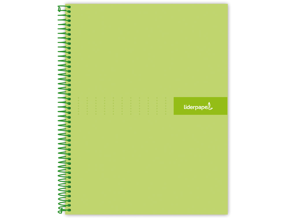 CUADERNO ESPIRAL LIDERPAPEL A5 MICRO CRAFTY TAPA FORRADA 120H 90GR CUADRO 5MM 5 BANDAS 6 TALADROS COLOR VERDE