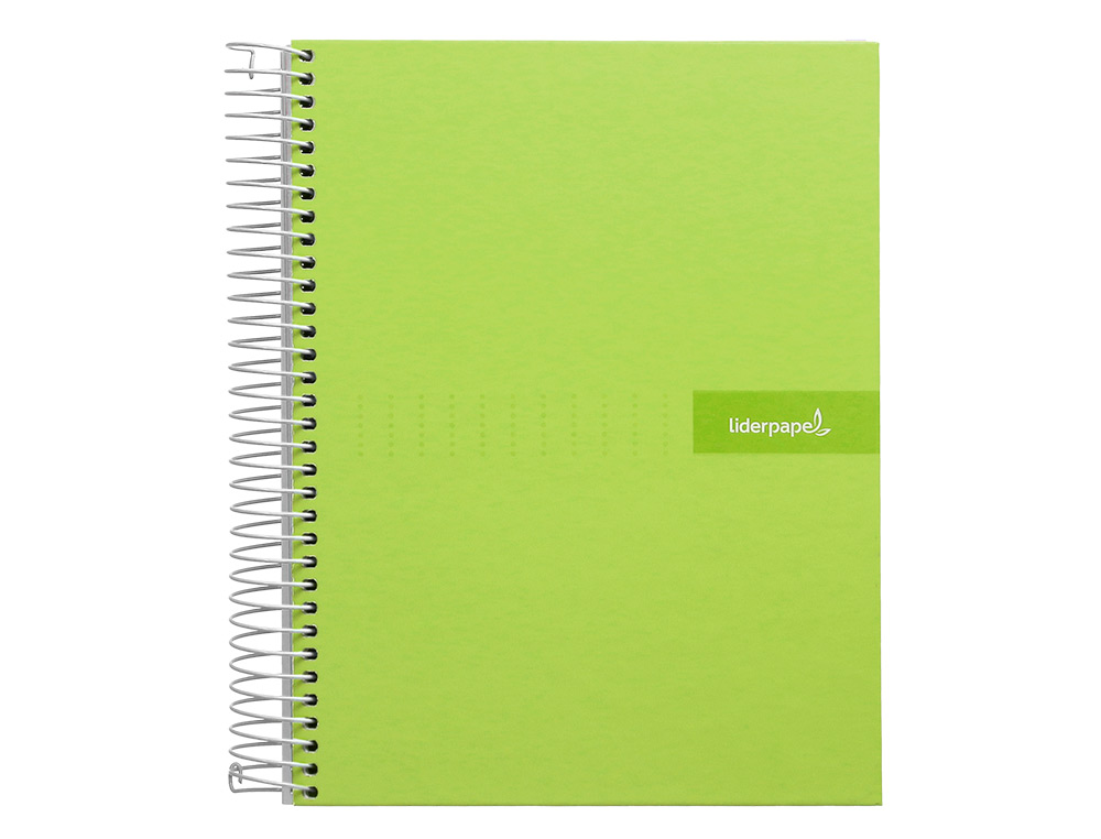 CUADERNO ESPIRAL LIDERPAPEL A5 MICRO CRAFTY TAPA FORRADA 120H 90GR CUADRO 5MM 5 BANDAS 6 TALADROS COLOR VERDE