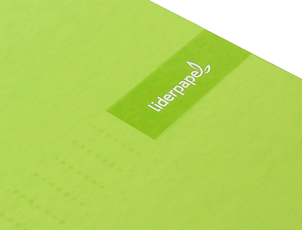 CUADERNO ESPIRAL LIDERPAPEL A5 MICRO CRAFTY TAPA FORRADA 120H 90GR CUADRO 5MM 5 BANDAS 6 TALADROS COLOR VERDE