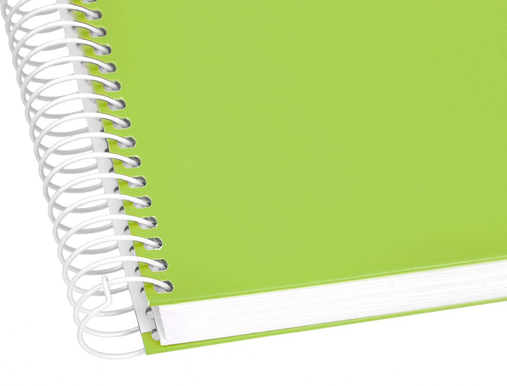 CUADERNO ESPIRAL LIDERPAPEL A5 MICRO CRAFTY TAPA FORRADA 120H 90GR CUADRO 5MM 5 BANDAS 6 TALADROS COLOR VERDE