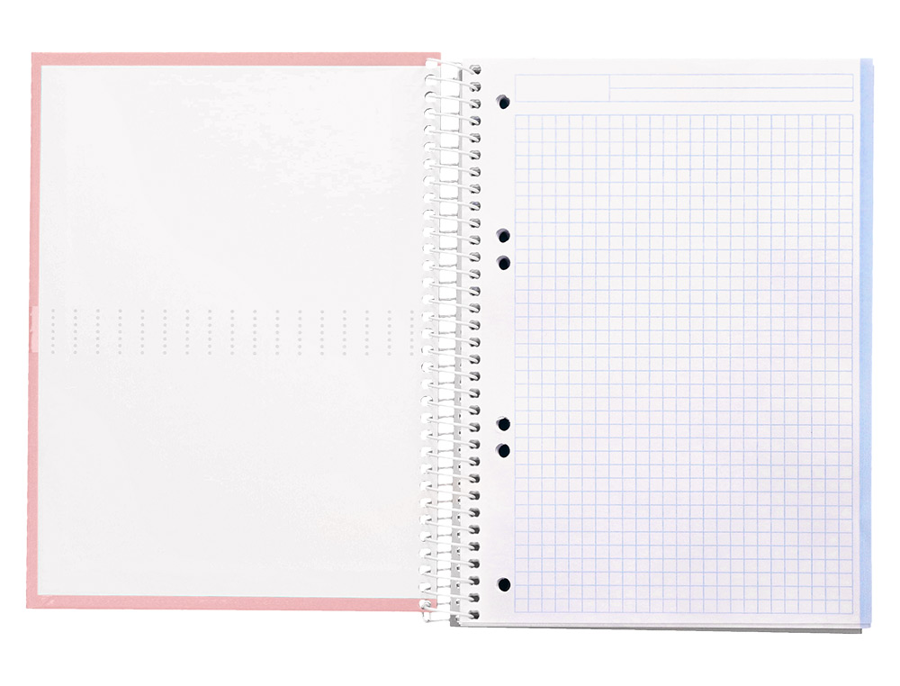 CUADERNO ESPIRAL LIDERPAPEL A5 MICRO CRAFTY TAPA FORRADA 120H 90GR CUADRO 5MM 5 BANDAS 6 TALADROS COLOR ROSA