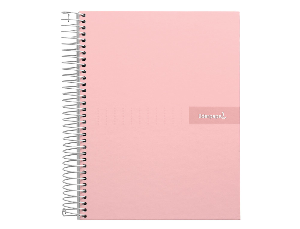 CUADERNO ESPIRAL LIDERPAPEL A5 MICRO CRAFTY TAPA FORRADA 120H 90GR CUADRO 5MM 5 BANDAS 6 TALADROS COLOR ROSA