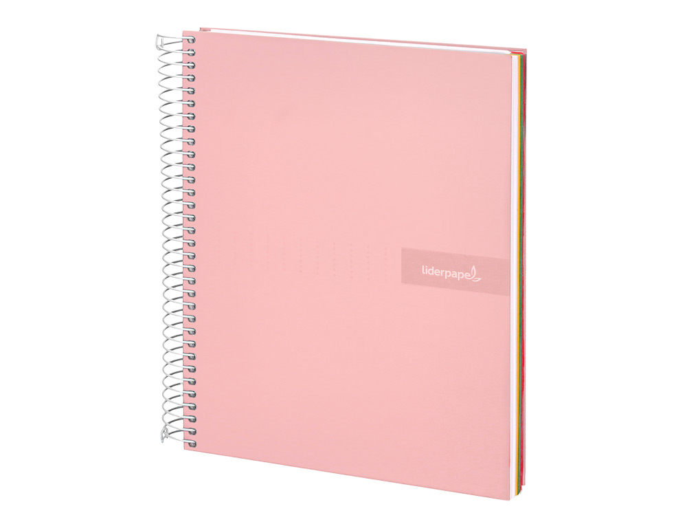 CUADERNO ESPIRAL LIDERPAPEL A5 MICRO CRAFTY TAPA FORRADA 120H 90GR CUADRO 5MM 5 BANDAS 6 TALADROS COLOR ROSA