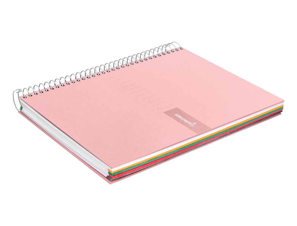 CUADERNO ESPIRAL LIDERPAPEL A5 MICRO CRAFTY TAPA FORRADA 120H 90GR CUADRO 5MM 5 BANDAS 6 TALADROS COLOR ROSA