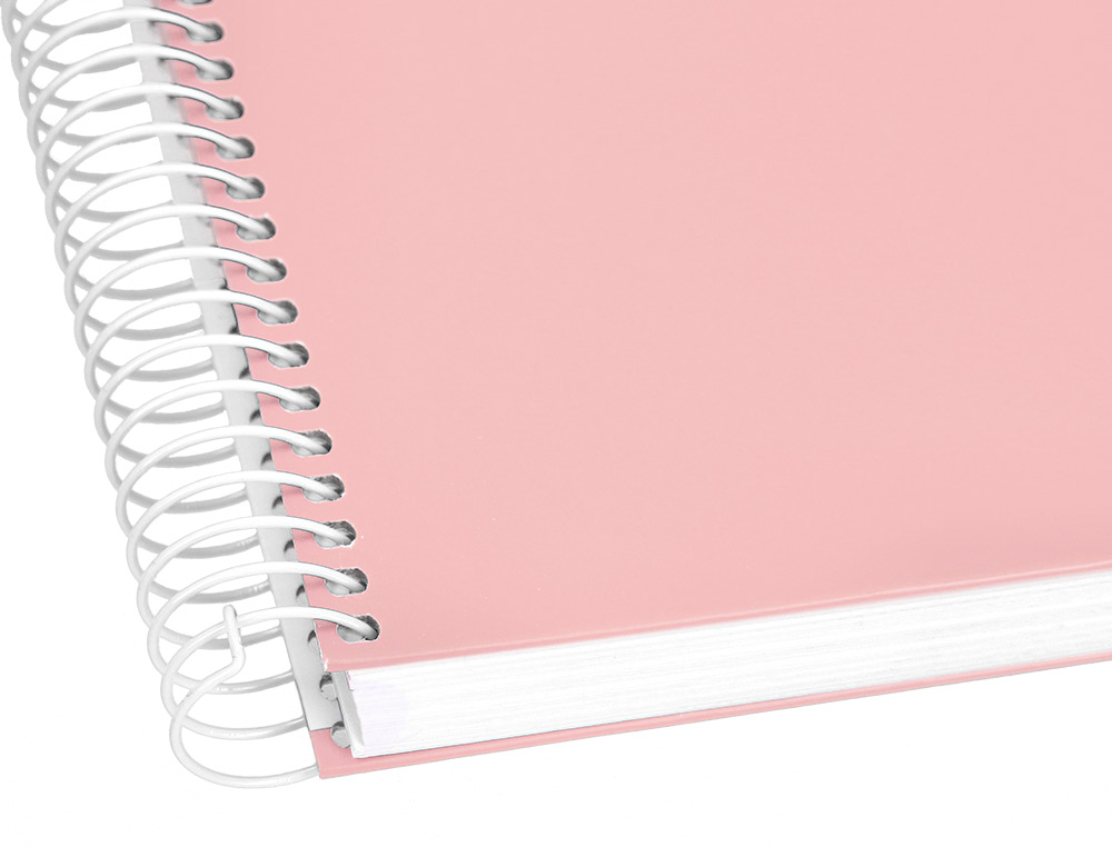 CUADERNO ESPIRAL LIDERPAPEL A5 MICRO CRAFTY TAPA FORRADA 120H 90GR CUADRO 5MM 5 BANDAS 6 TALADROS COLOR ROSA