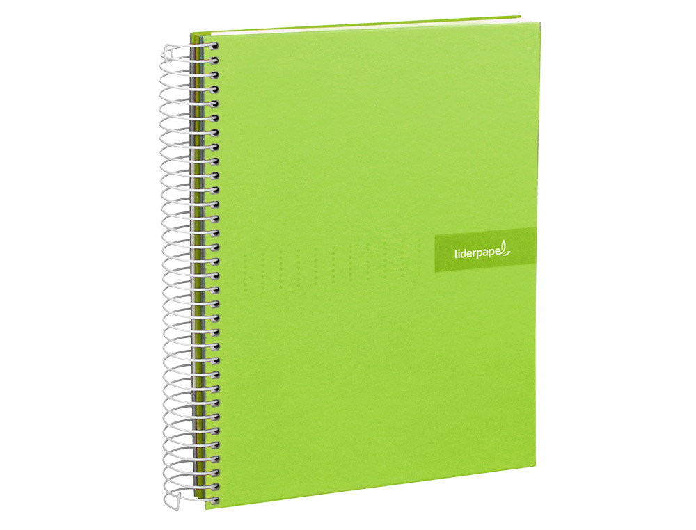 CUADERNO ESPIRAL LIDERPAPEL A4 MICRO CRAFTY TAPA FORRADA 120H 90GR CUADRO 5MM 5 BANDAS 4 COLORES COLOR VERDE