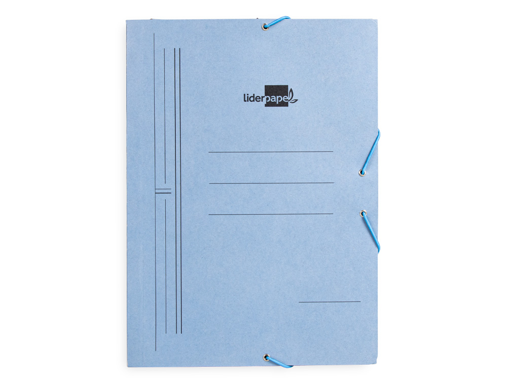 CARPETA LIDERPAPEL GOMAS TRES SOLAPAS CARTON PINTADO FOLIO COLOR AZUL