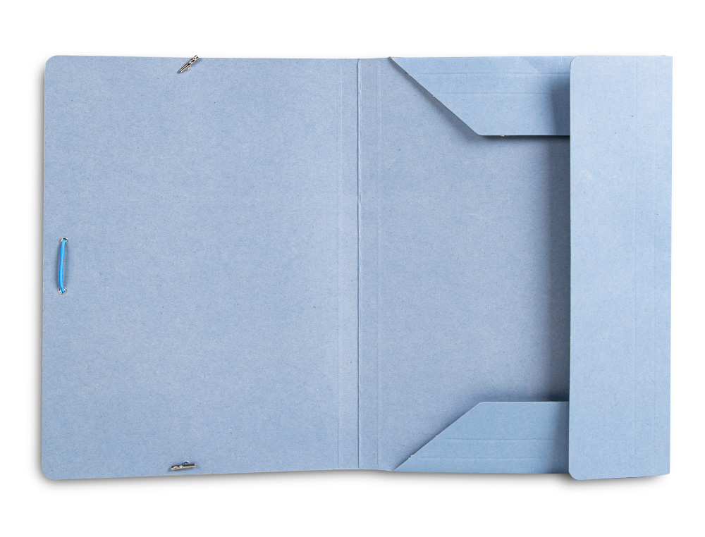 CARPETA LIDERPAPEL GOMAS TRES SOLAPAS CARTON PINTADO FOLIO COLOR AZUL