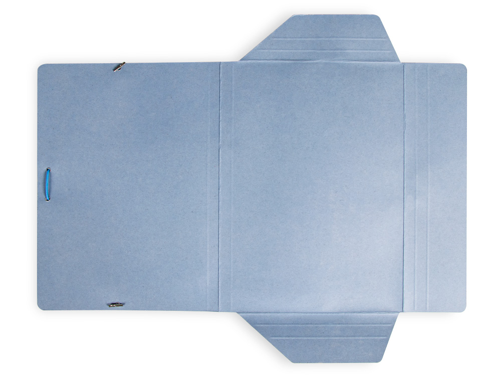 CARPETA LIDERPAPEL GOMAS TRES SOLAPAS CARTON PINTADO FOLIO COLOR AZUL