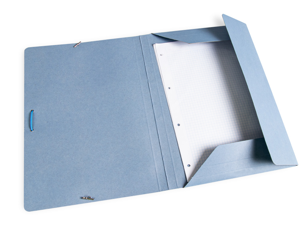 CARPETA LIDERPAPEL GOMAS TRES SOLAPAS CARTON PINTADO FOLIO COLOR AZUL