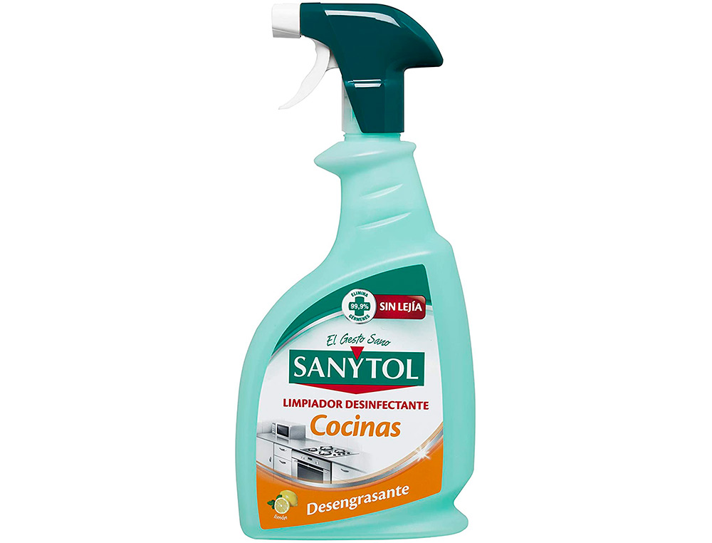LIMPIADOR DESINFECTANTE SANYTOL PARA COCINAS CON PISTOLA PULVERIZADORA BOTE DE 750 ML