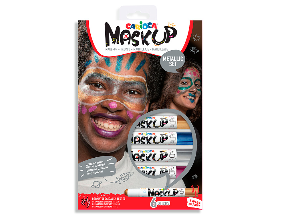BARRA DE MAQUILLAJE CARIOCA MASK UP METALLIC CAJA DE 6 COLORES SURTIDOS