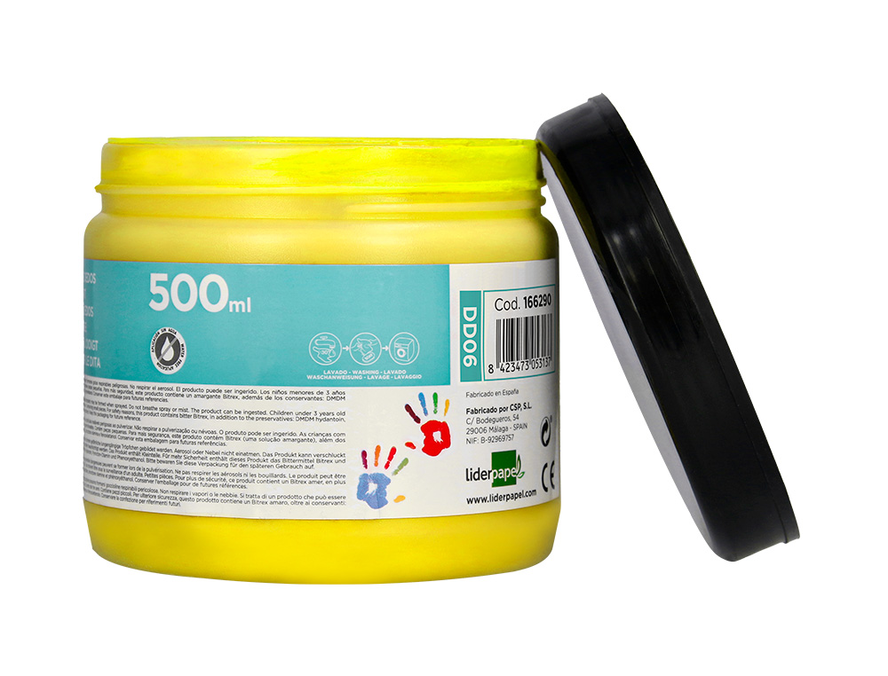 PINTURA DEDOS LIDERPAPEL TARRINA DE 500 ML AMARILLO