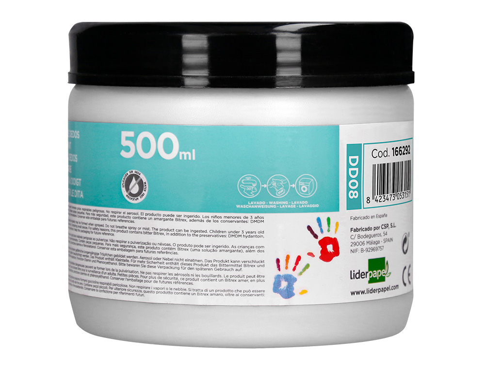 PINTURA DEDOS LIDERPAPEL TARRINA DE 500 ML BLANCO