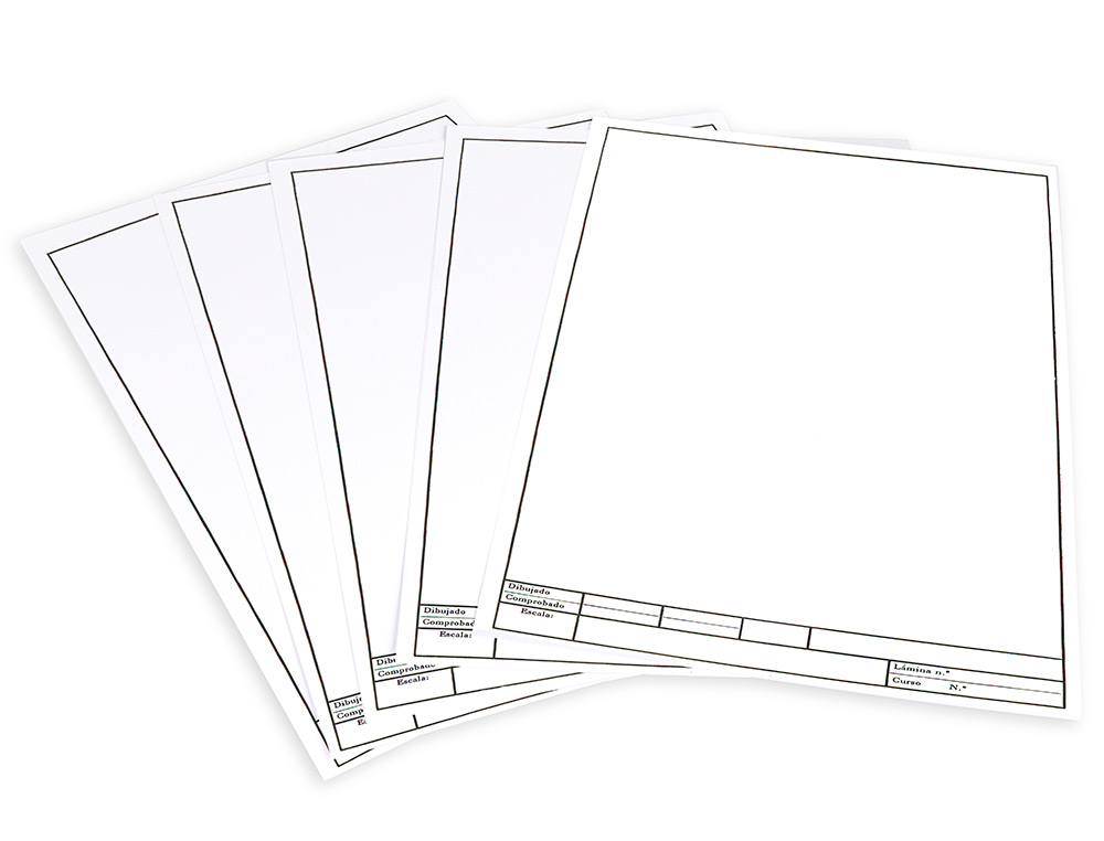 PAPEL DIBUJO LIDERPAPEL 210X297MM 150G/M2 CON CAJETIN PARA DATOS