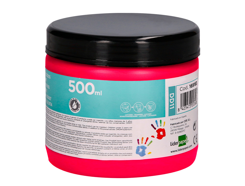 PINTURA DEDOS LIDERPAPEL MAGENTA TARRINA DE 500 CC