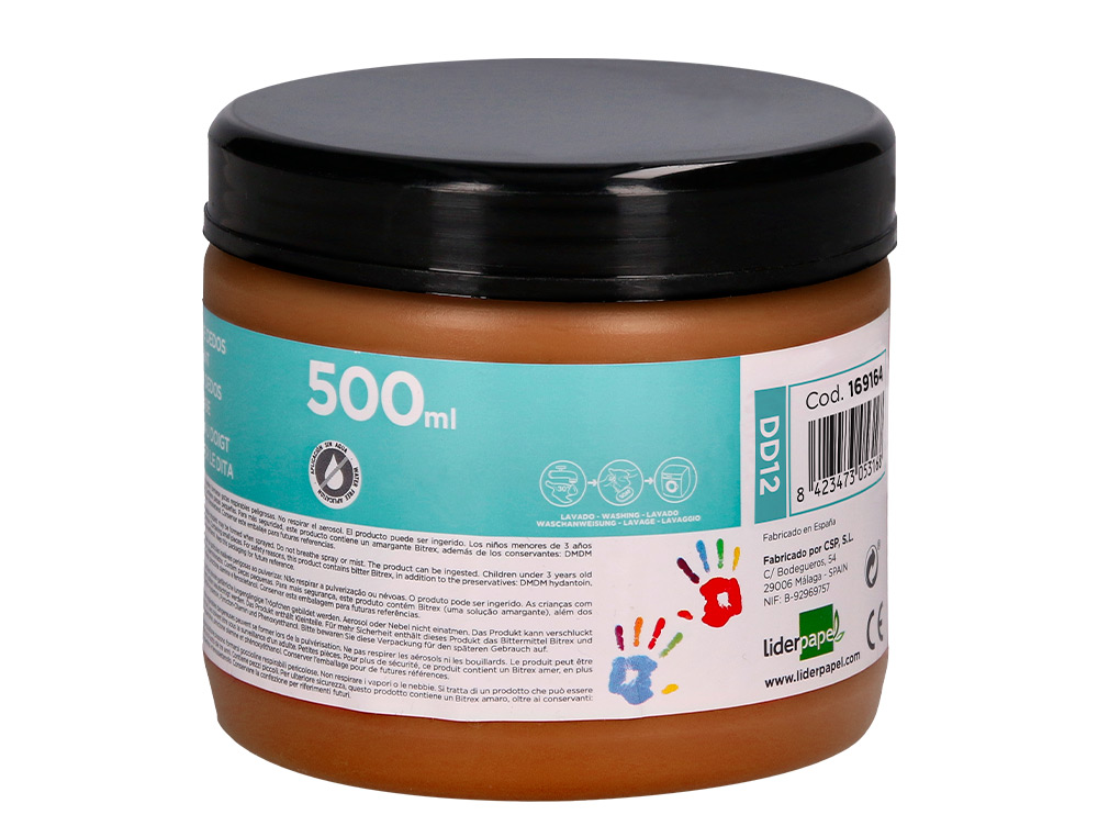 PINTURA DEDOS LIDERPAPEL MARRON TARRINA DE 500 CC