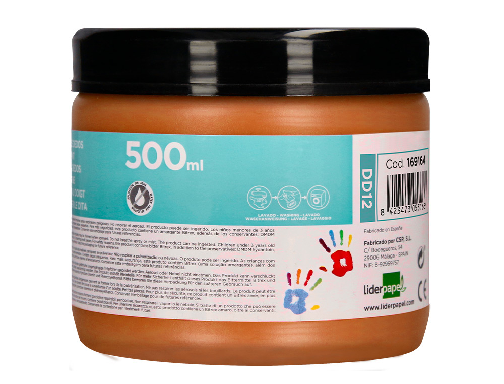 PINTURA DEDOS LIDERPAPEL MARRON TARRINA DE 500 CC