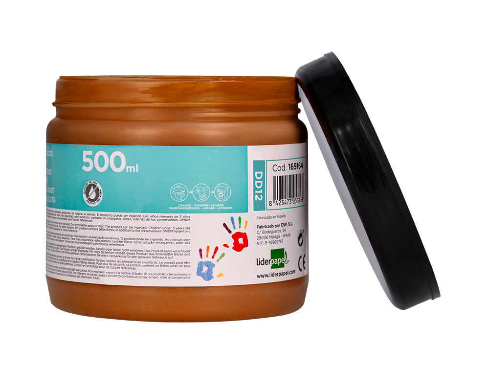 PINTURA DEDOS LIDERPAPEL MARRON TARRINA DE 500 CC