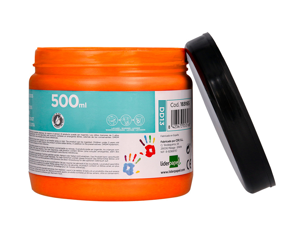 PINTURA DEDOS LIDERPAPEL NARANJA TARRINA DE 500 CC