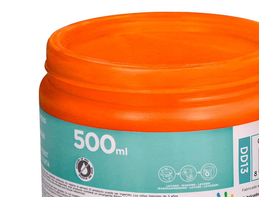 PINTURA DEDOS LIDERPAPEL NARANJA TARRINA DE 500 CC
