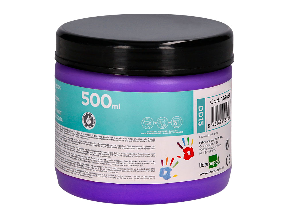 PINTURA DEDOS LIDERPAPEL VIOLETA TARRINA DE 500 CC