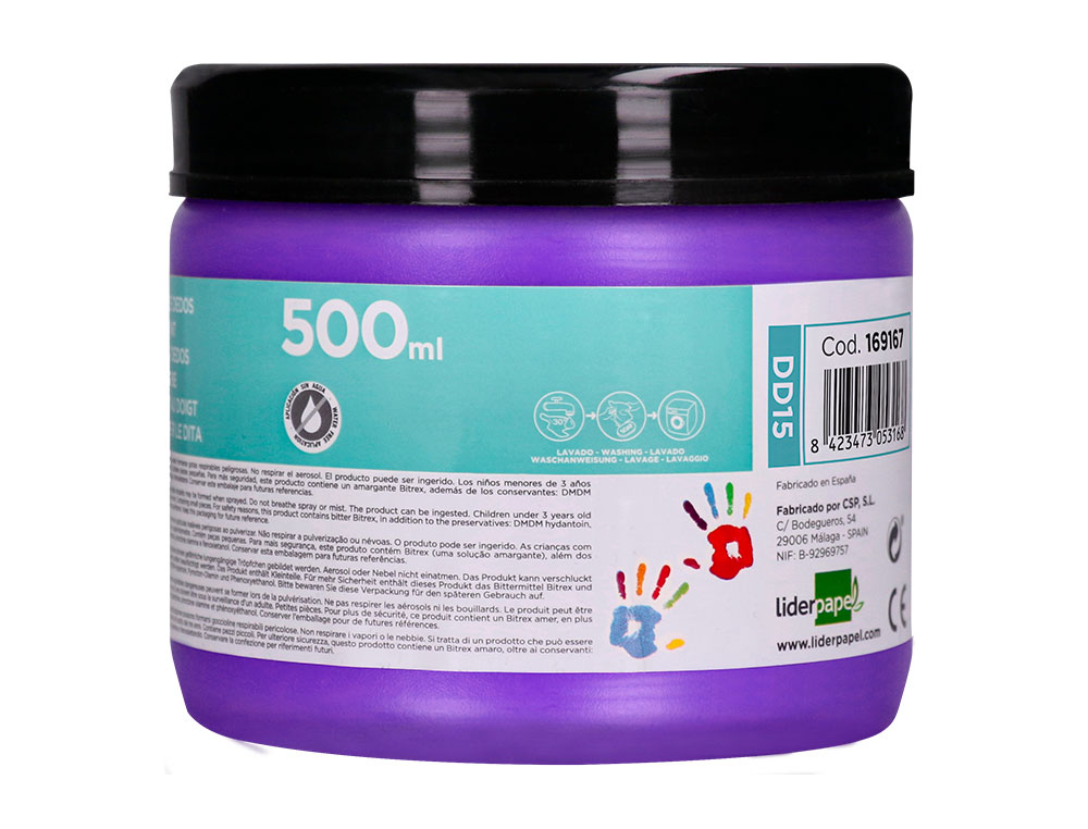 PINTURA DEDOS LIDERPAPEL VIOLETA TARRINA DE 500 CC