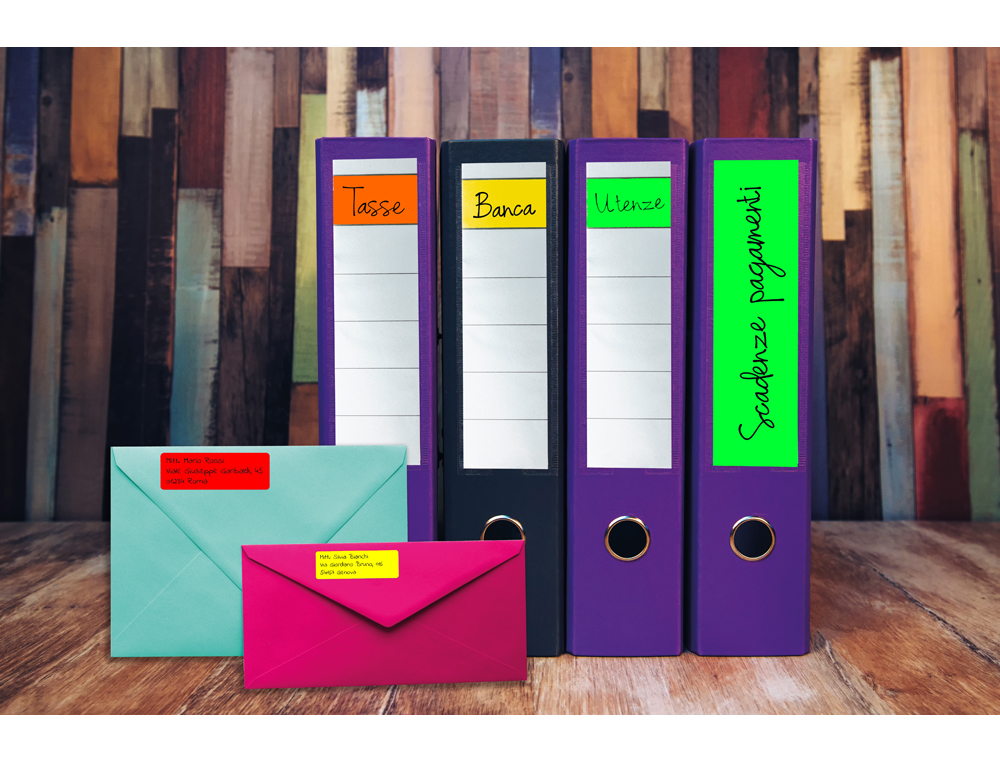 ETIQUETA ADHESIVA TICO ROJO FL UORESCENTESES PERMANENTE FSC LASER/INKJET/FOTOCOPIA 70X36 MMCAJA DE 1680 UNIDADES