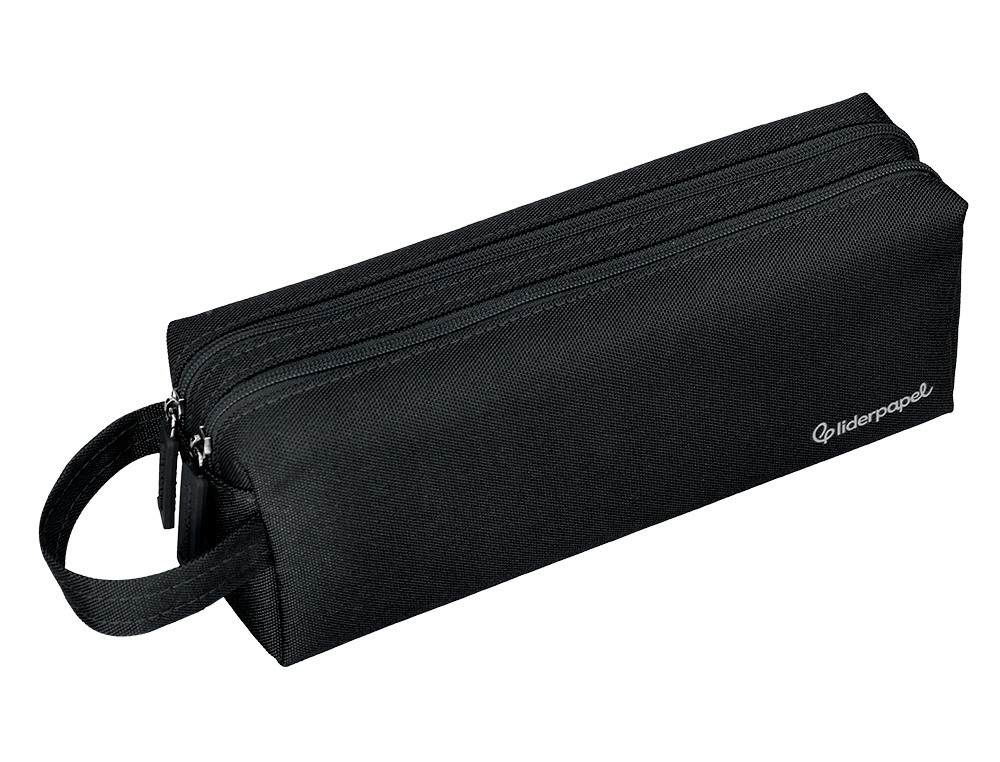 ESTUCHE PORTATODO LIDERPAPEL CLASSIC RECTANGULAR CON ASA 2 CREMALLERAS 210 X80MM NEGRO