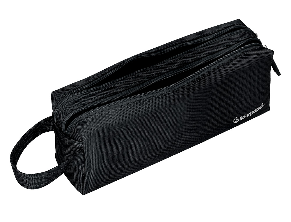 ESTUCHE PORTATODO LIDERPAPEL CLASSIC RECTANGULAR CON ASA 2 CREMALLERAS 210 X80MM NEGRO
