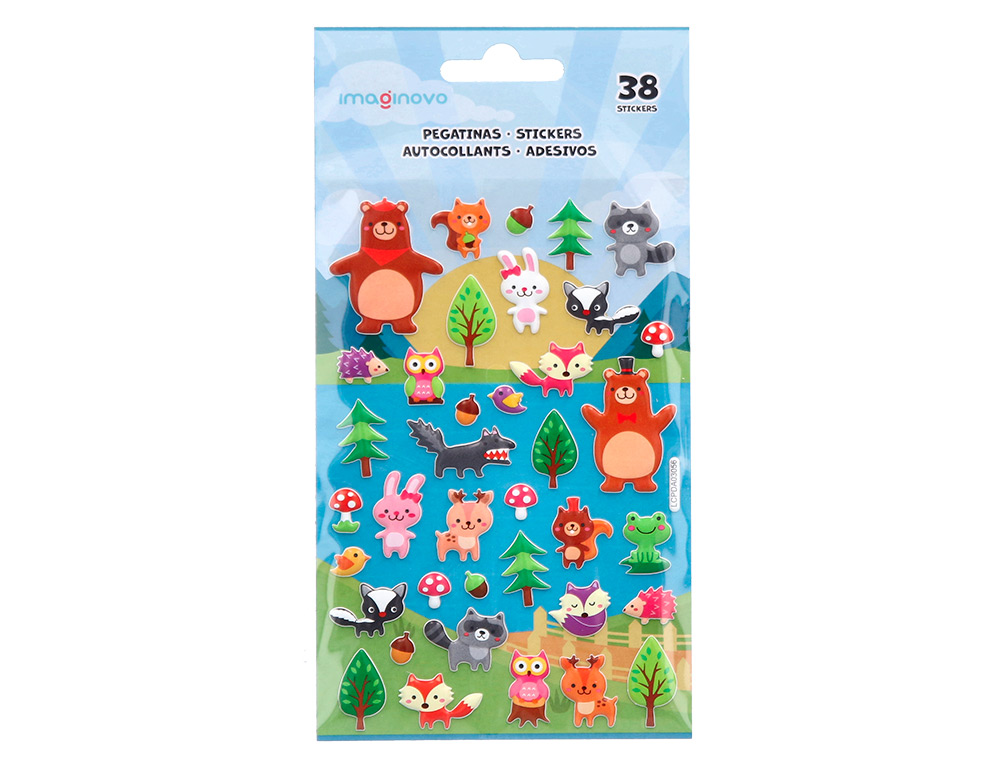 PEGATINAS IMAGINOVO CUTE ANIMALES BOSQUE CON RELIEVE 190X105 MM EN BLISTER