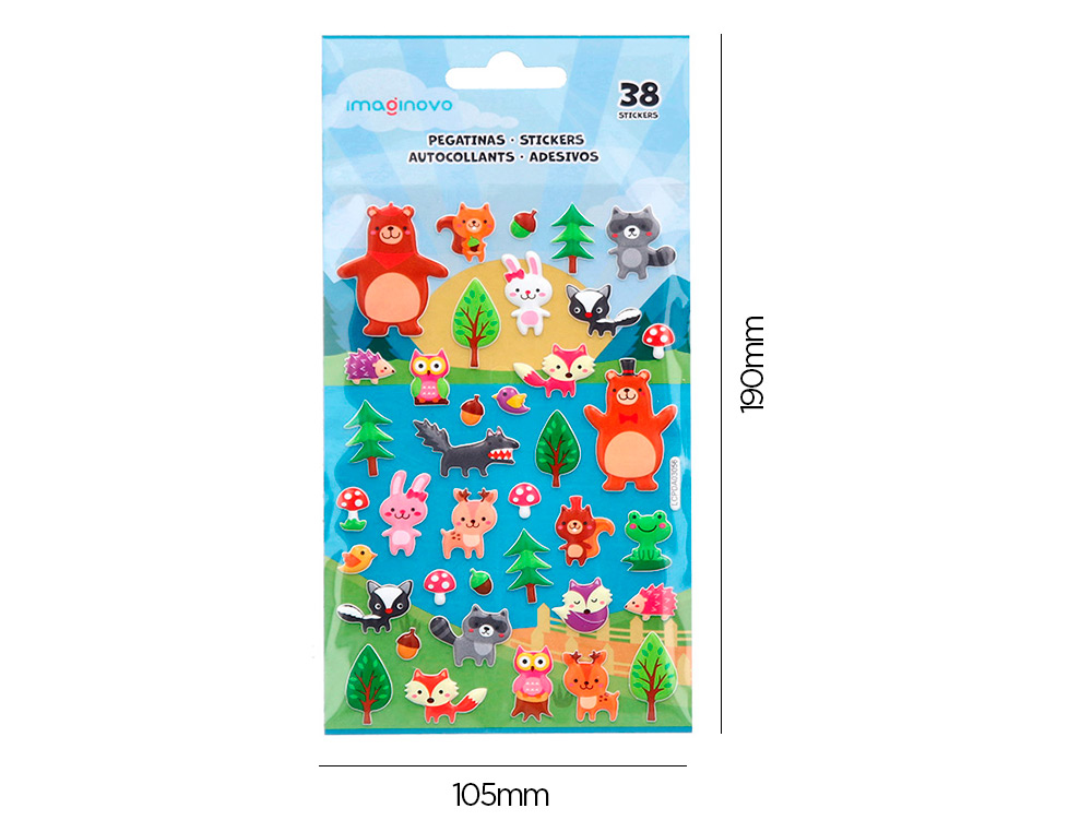 PEGATINAS IMAGINOVO CUTE ANIMALES BOSQUE CON RELIEVE 190X105 MM EN BLISTER
