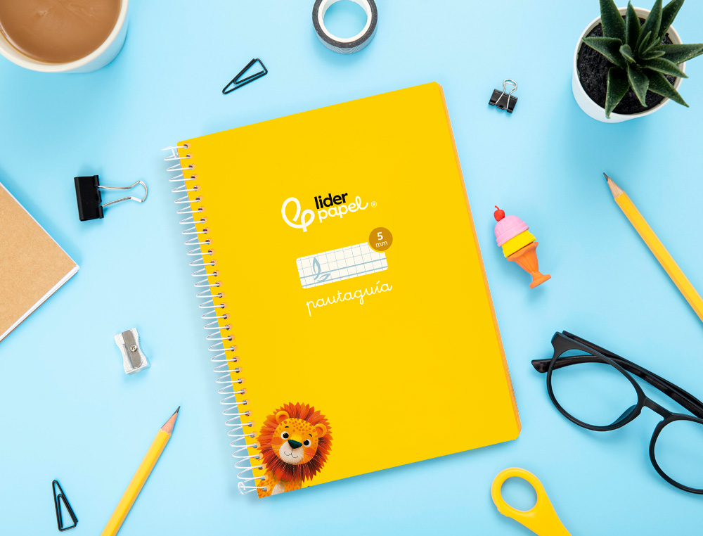 CUADERNO ESPIRAL LIDERPAPEL A5 PAUTAGUIA TAPA BLANDA 40H 75GR CUADRO PAUTADO 5MM COLOR AMARILLO