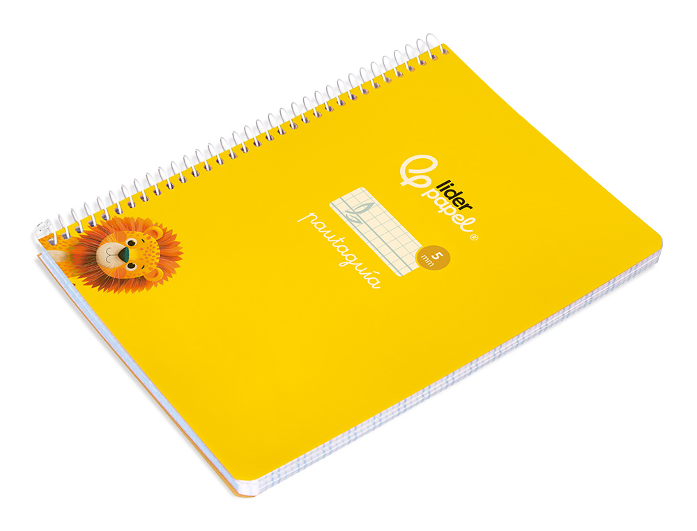 CUADERNO ESPIRAL LIDERPAPEL A5 PAUTAGUIA TAPA BLANDA 40H 75GR CUADRO PAUTADO 5MM COLOR AMARILLO