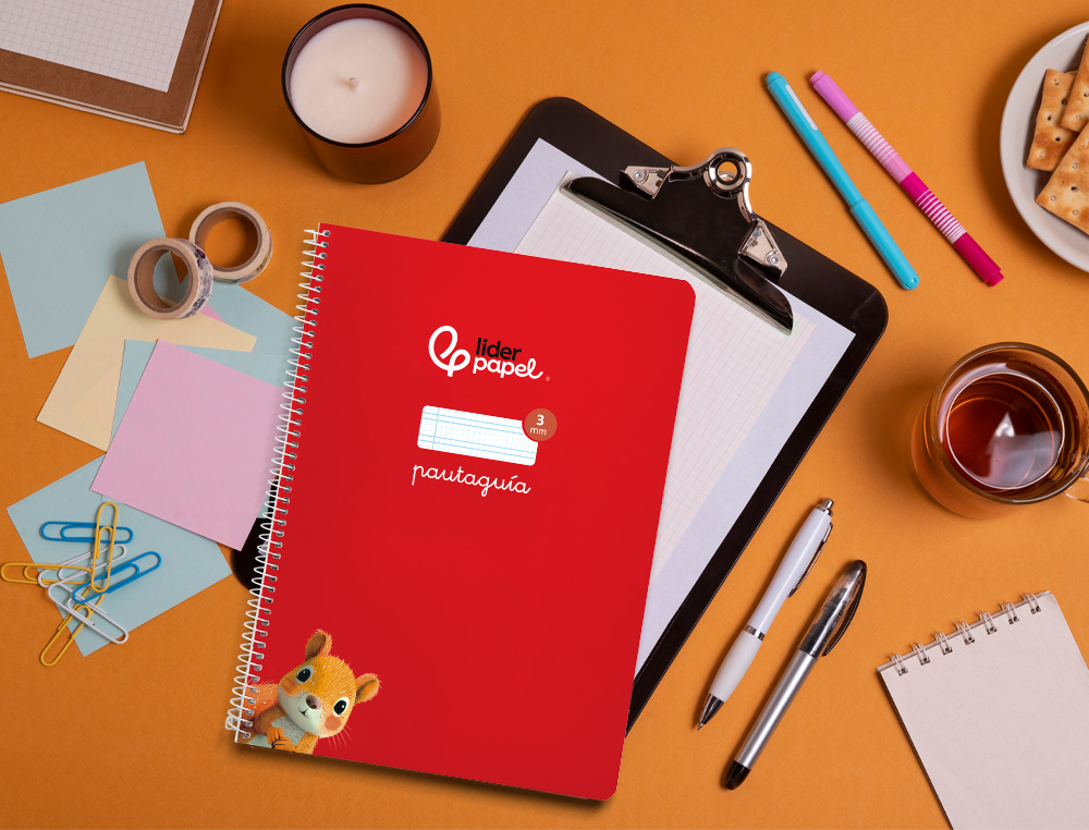 CUADERNO ESPIRAL LIDERPAPEL A4 PAUTAGUIA TAPA BLANDA 80H 75GR CUADRO PAUTADO 3MM COLOR ROJO