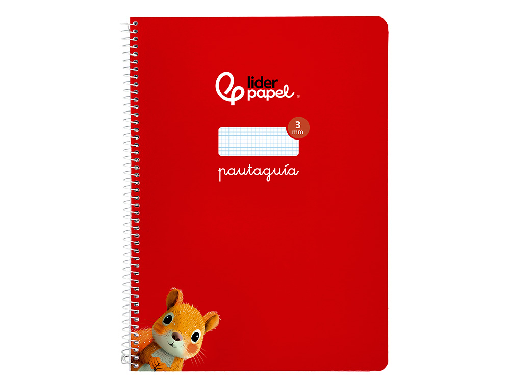 CUADERNO ESPIRAL LIDERPAPEL A4 PAUTAGUIA TAPA BLANDA 80H 75GR CUADRO PAUTADO 3MM COLOR ROJO