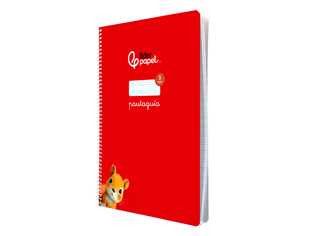CUADERNO ESPIRAL LIDERPAPEL A4 PAUTAGUIA TAPA BLANDA 80H 75GR CUADRO PAUTADO 3MM COLOR ROJO