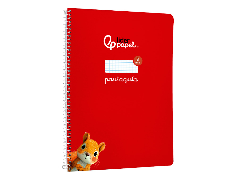 CUADERNO ESPIRAL LIDERPAPEL A4 PAUTAGUIA TAPA BLANDA 80H 75GR CUADRO PAUTADO 3MM COLOR ROJO