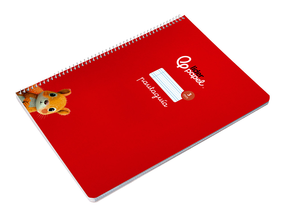 CUADERNO ESPIRAL LIDERPAPEL A4 PAUTAGUIA TAPA BLANDA 80H 75GR CUADRO PAUTADO 3MM COLOR ROJO