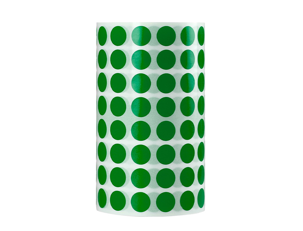 GOMETS LIDERPAPEL AUTOADHESIVO CIRCULOS 10,5 MM VERDE ROLLO DE 6000 UNIDADES EN CAJA DE CARTON