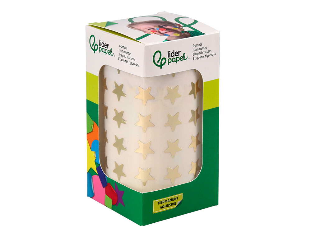 GOMETS LIDERPAPEL AUTOADHESIVO ESTRELLAS DORADAS SURTIDAS 2500 UNIDADES EN CAJA DE CARTON