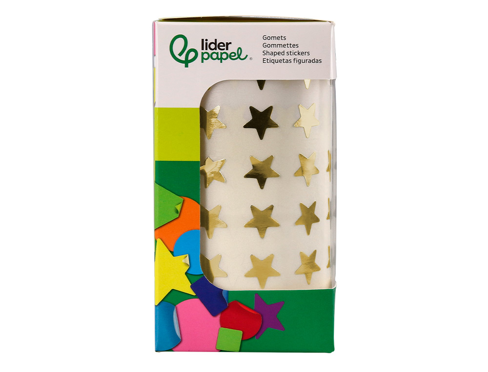 GOMETS LIDERPAPEL AUTOADHESIVO ESTRELLAS DORADAS SURTIDAS 2500 UNIDADES EN CAJA DE CARTON